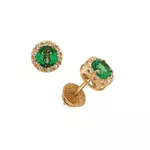 Brinco de Ouro com Zircônia Verde