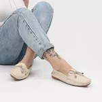 Kit 2 Mocassins Casual Feminino Em Couro Branco+Creme