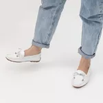 Kit 2 Mocassins Casual Feminino Em Couro Branco+Preto