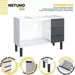 Gabinete Cozinha Aço Netuno Flat Branco 120 - COZIMAX