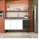 Gabinete Cozinha Aço Netuno Flat Branco Com Preto 150 - COZIMAX
