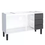 Gabinete Cozinha Aço Netuno Flat Branco Com Preto 150 - COZIMAX