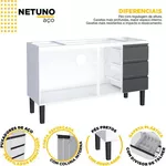 Gabinete Cozinha Aço Netuno Flat Branco Com Preto 150 - COZIMAX