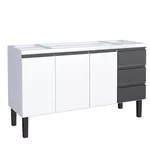 Gabinete Cozinha Aço Netuno Flat Branco Com Preto 150 - COZIMAX