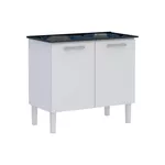 Gabinete De Aço Branco Com Tanque Preto Granitado Vênus 100 - COZIMAX