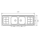 Pia Inox Concreto Dupla Bali 180x56 C/Cuba n°3 - GHELPLUS