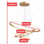 Lustre Pendente de Led 3 Aros Anéis Arcos 3 temperaturas de cor de LUZ 58w bivolt LP-403