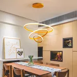 Lustre Pendente de Led 3 Aros Anéis Arcos 3 temperaturas de cor de LUZ 58w bivolt LP-403