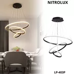 Lustre Pendente de Led 3 Aros Anéis Arcos 3 temperaturas de cor de LUZ 58w bivolt LP-403