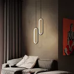 Luminária Lustre Pendente De Cabeceira de Cama Moderno Minimalista Lançamento Preto Oval 3000K 8026