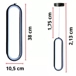 Luminária Lustre Pendente De Cabeceira de Cama Moderno Minimalista Lançamento Preto Oval 3000K 8026