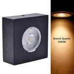 kit com 50 MINI SPOT PLAFON DE SOBREPOR QUADRADO PRETO 5W luz amarela
