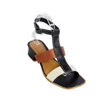 Sandália em Couro Legítimo - Preto / Off White / Terracota - 21150