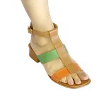 Sandália em Couro Legítimo - Preto / Off White / Terracota - 21150