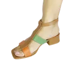 Sandália em Couro Legítimo - Preto / Off White / Terracota - 21150