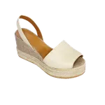 Sandália em Couro Legítimo Off White/ linho cru - 2590