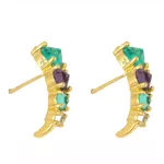 Brinco Ear Cuff Verde e Roxo By Kumbayá Joias