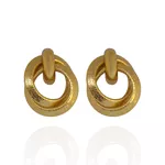 Brinco Dois Círculos Texturizados Banho de Ouro 18K