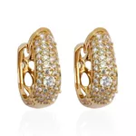 Brinco Argola Oval Cravejada de Zircônias Banho de Ouro 18K