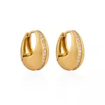 Brinco Argola com Fileira de Zircônias Banho de Ouro 18K