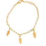 Pulseira Pingentes de Folha Trabalhada Banho de Ouro 18K