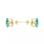 Brinco Grande Ponto de Luz Redondo Zircônia Azul Banho de Ouro 18K