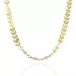 Colar Folhas Gregas com Zircônias Rosa Banhado a Ouro 18K