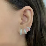 Trio Argola com Três Fileira Zirconia Prata 925