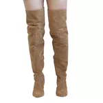 Bota Over The Knee Lirom Cano Longo Camurça Bege