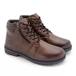 Bota Masculina Coturno Preto Marrom Modelo Com Zíper Laroche Chocolate
