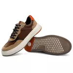 Tênis Sneakers Masculino Bavarone Taycan Ref.:35001 Café/Branco
