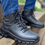 Bota Arizona em Couro Legítimo Reforçado Resistente com C.A. - Preto - Ouro