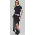 Vestido Franjas Preto Miss Country 