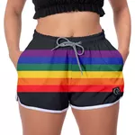 Kit 2 Shorts Feminino Branco e Arco Íris Moda Praia ou Academia W2 Premium
