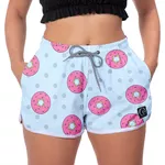 Kit 3 Shorts Feminino Preto Degradê Preto e Rosquinhas Moda Praia ou Academia W2 Premium