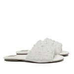 Slide Bordada Verniz Branco Infantill Gats