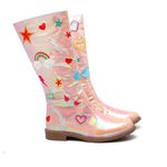 Bota Cano Longo Figures Iridescente Rosa Gats