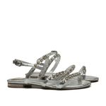 Sandália Bordada Tiras Bala Prata Infantil Gats