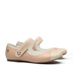 Sapatilha Couro Nude Costura Infantil Gats
