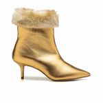 Bota Cano Baixo Celine Pelúcia Dourado