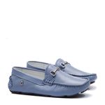 Mocassim Couro Masculino Azul Infantil