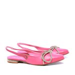 Sandália Rasteira SlingBack Pink Laço Cristais 