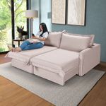 Sofá Living Retrátil Bali em Linho Bege