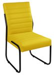 Cadeira Jade De Escritório Ou Recepção em Couro Sintético Amarelo Pés em Aço na Cor Preta