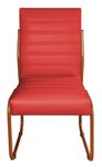 Cadeira Jade de Escritório ou Recepção em Couro Sintético Vermelho Pés em Aço na Cor Cobre