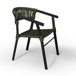 Cadeira Jasmim Corda Náutica Verde Para Área Externa em Alumínio na Cor Preta