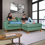 Sofá Com Chaise Direito 1,94m em Linho Verde - Paris
