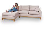 Sofá 3 Lugares 2,44m Living Amsterdã Com Chaise Esquerdo em Linho Champagne