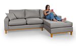 Sofá 3 Lugares 2,44m Living Amsterdã Com Chaise Direito em Linho Cinza