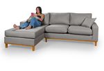 Sofá 3 Lugares 2,44m Living Amsterdã Com Chaise Esquerdo em Linho Cinza